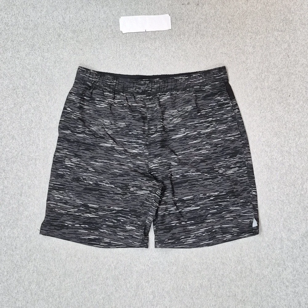 Speedo Men Swimwear L/G Black Swim Trunks Geometric Zipper Logo